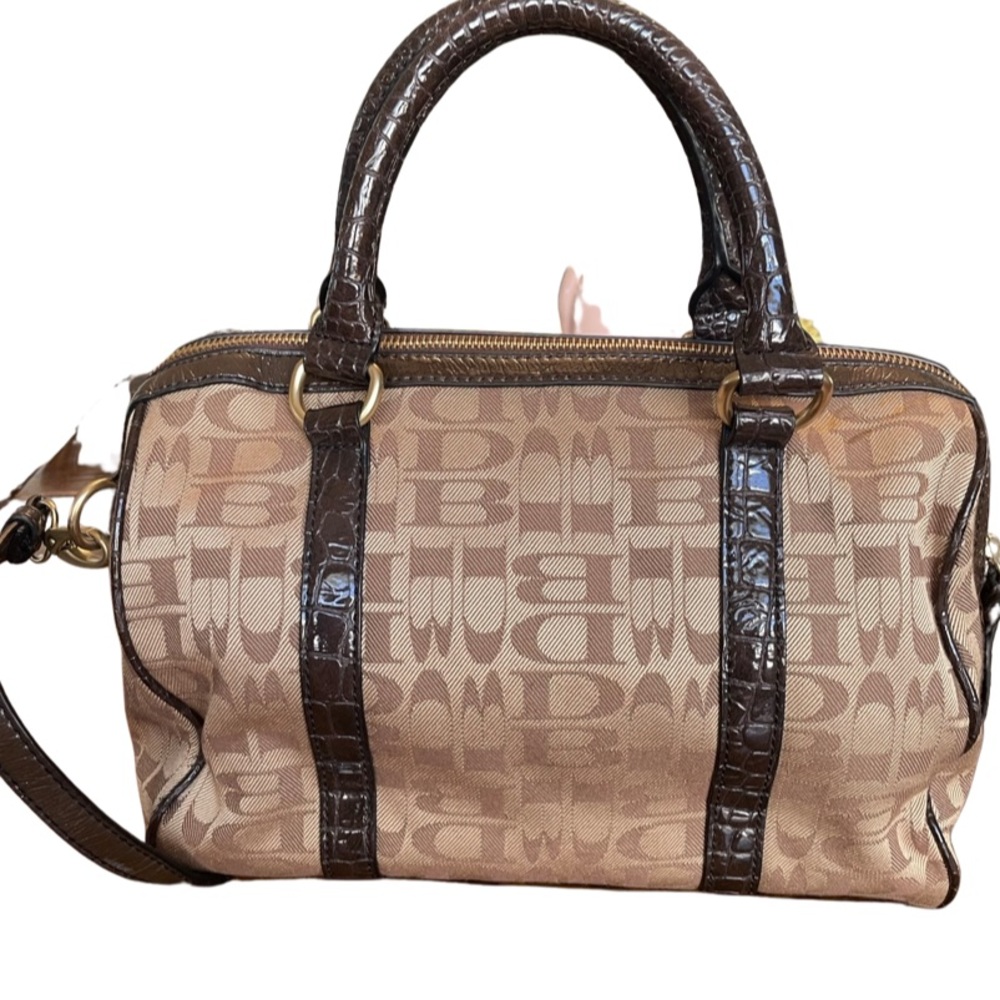 DB Brown Canvas & Leather Monogram Purse.